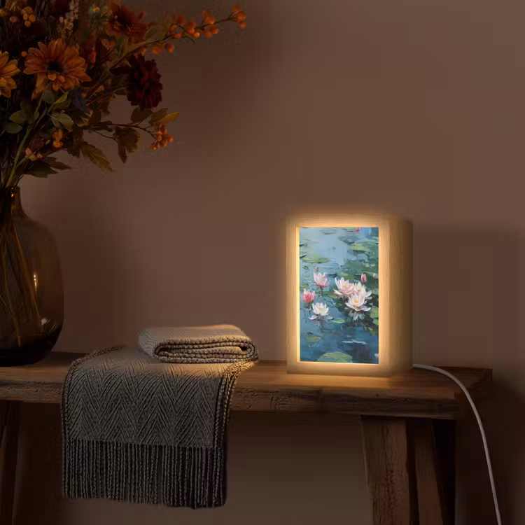 Lampe de table - Nénuphars - Fleurs - Rose - Eau — 3