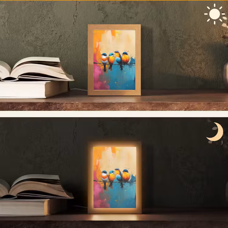 Lampe de table - Oiseaux - coloré - branche - abstrait — 5