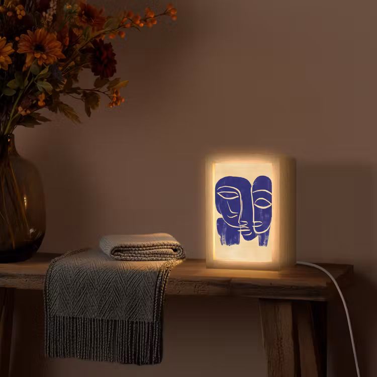 Lampe de table - Jaune ocre - Bleu - Lignes simples — 3