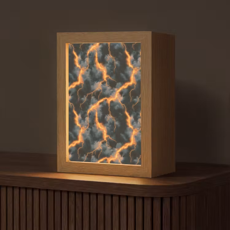 Lampe de table - Orange - Eclairs - Nuages — 1