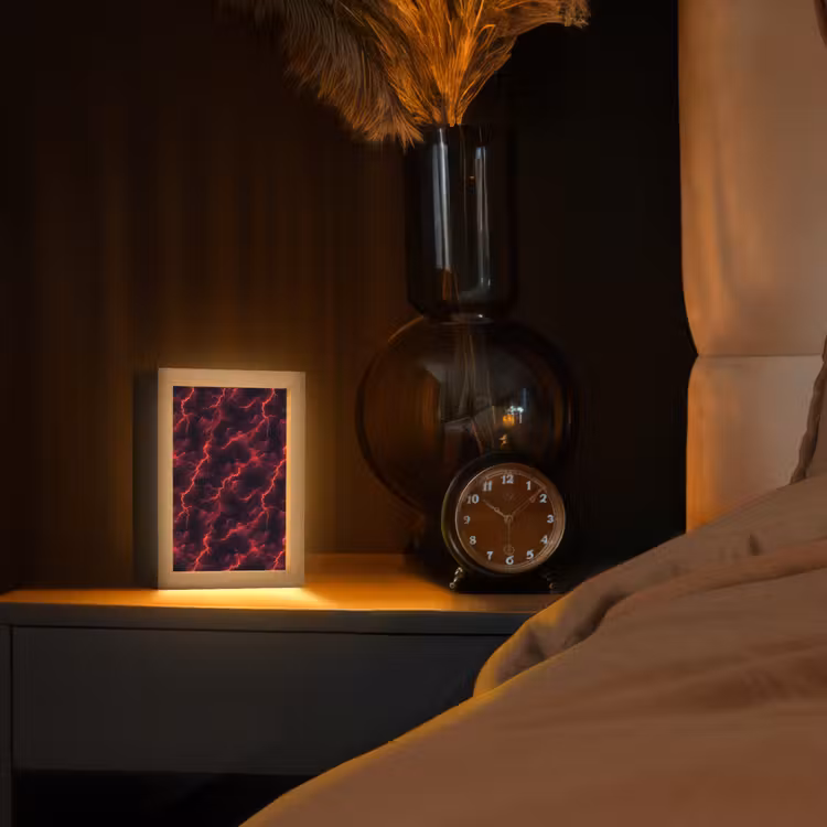 Lampe de table - Rouge - Orage - Eclairs - Nuages — 2