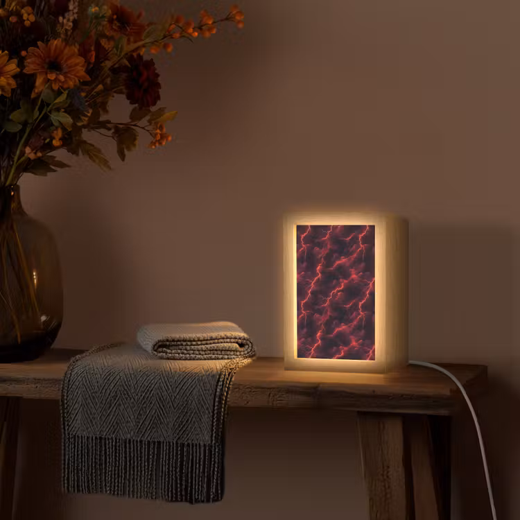 Lampe de table - Rouge - Orage - Eclairs - Nuages — 3