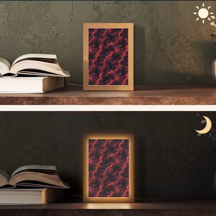Lampe de table - Rouge - Orage - Eclairs - Nuages — 5
