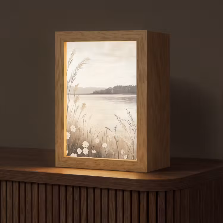 Lampe de table - Lac - Eau - Nature - Beige — 1