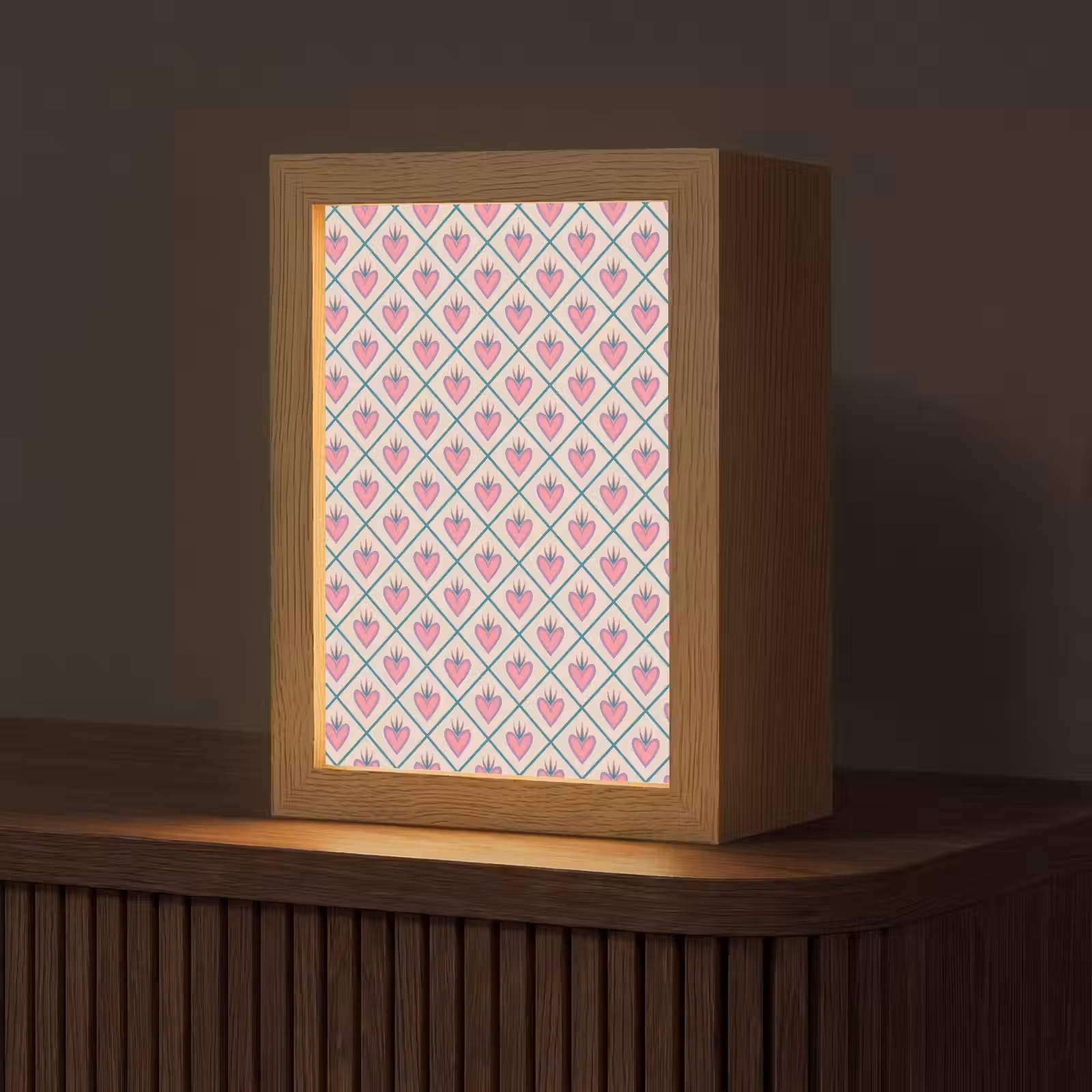 Lampe de table - Retro - Square - Hearts - Pattern — 1