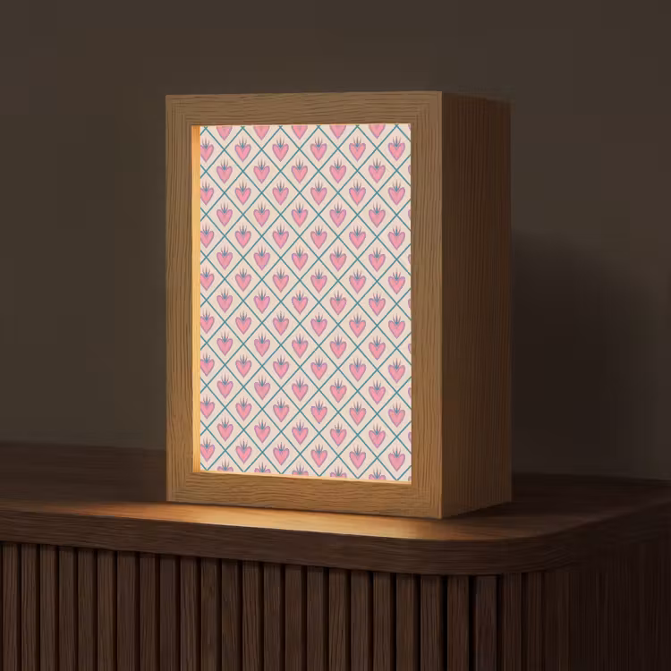 Lampe de table - Retro - Square - Hearts - Pattern — 1