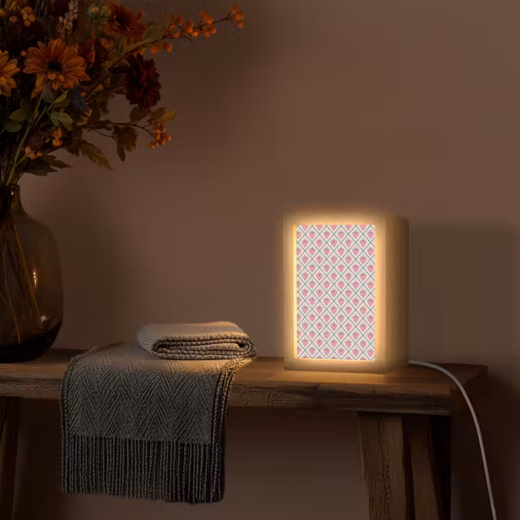 Lampe de table - Retro - Square - Hearts - Pattern — 3