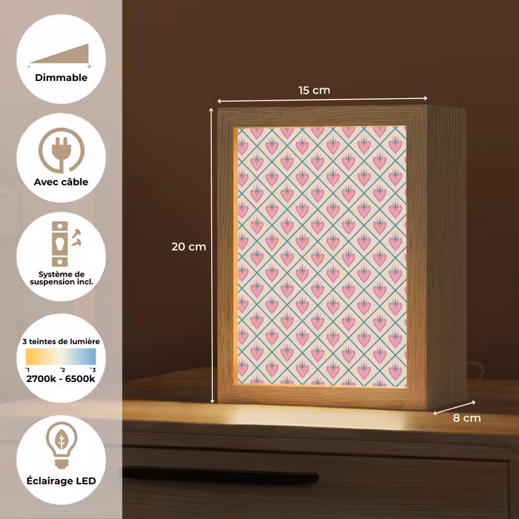 Lampe de table - Retro - Square - Hearts - Pattern — 6