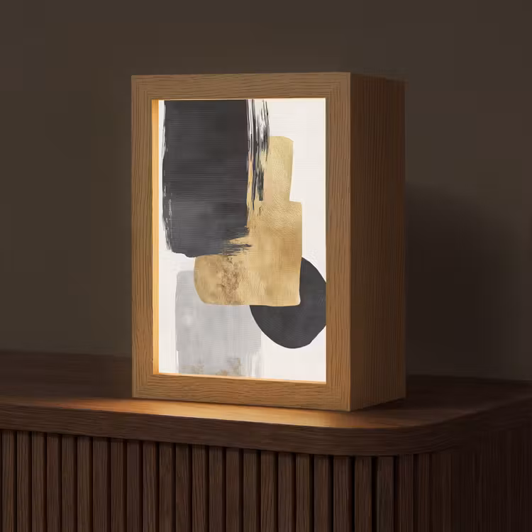 Lampe de table - Or - Rectangles - Cercles - Abstrait — 1