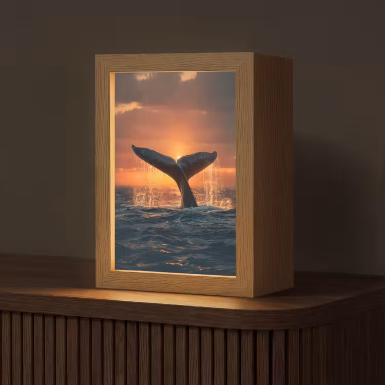 Lampe de table - Queue de baleine - Eau - Coucher de soleil — 1