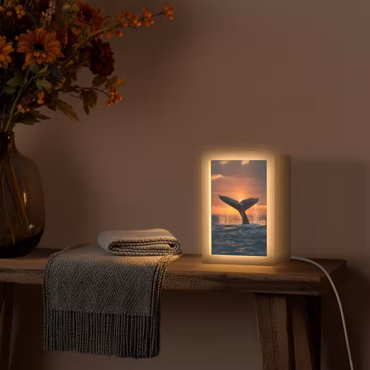 Lampe de table - Queue de baleine - Eau - Coucher de soleil — 3