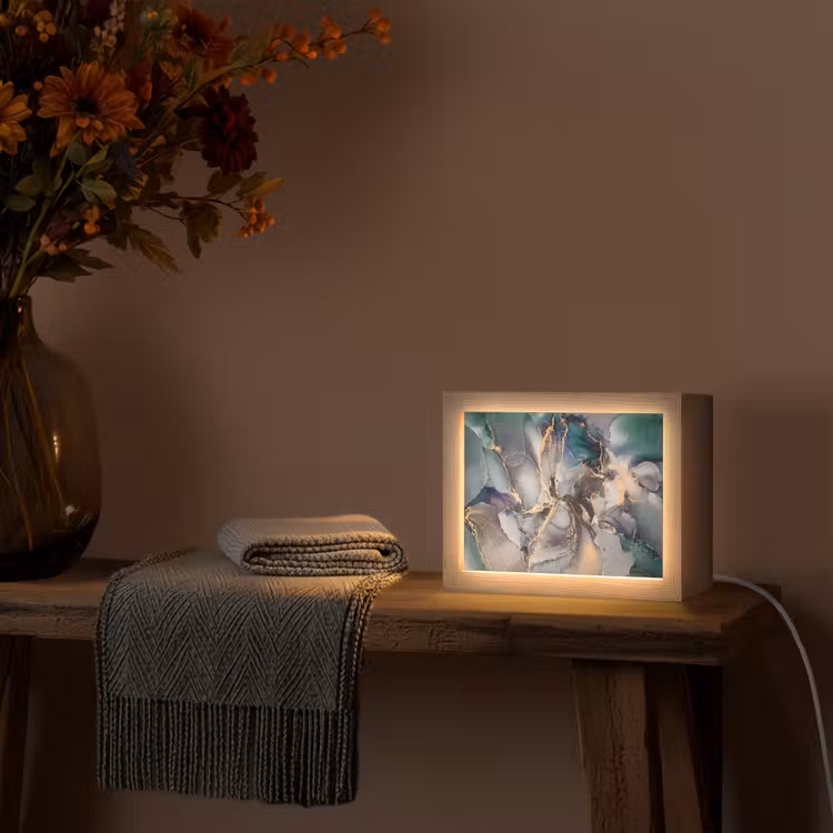 Lampe de table - Or - Bleu - Marbre — 3