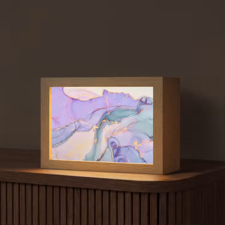 Lampe de table - Or - Marbre - Violet — 1