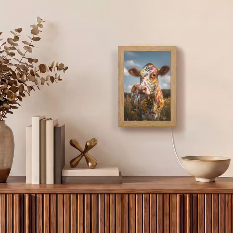 Lampe de table - Vache - Fleurs - Pré — 4