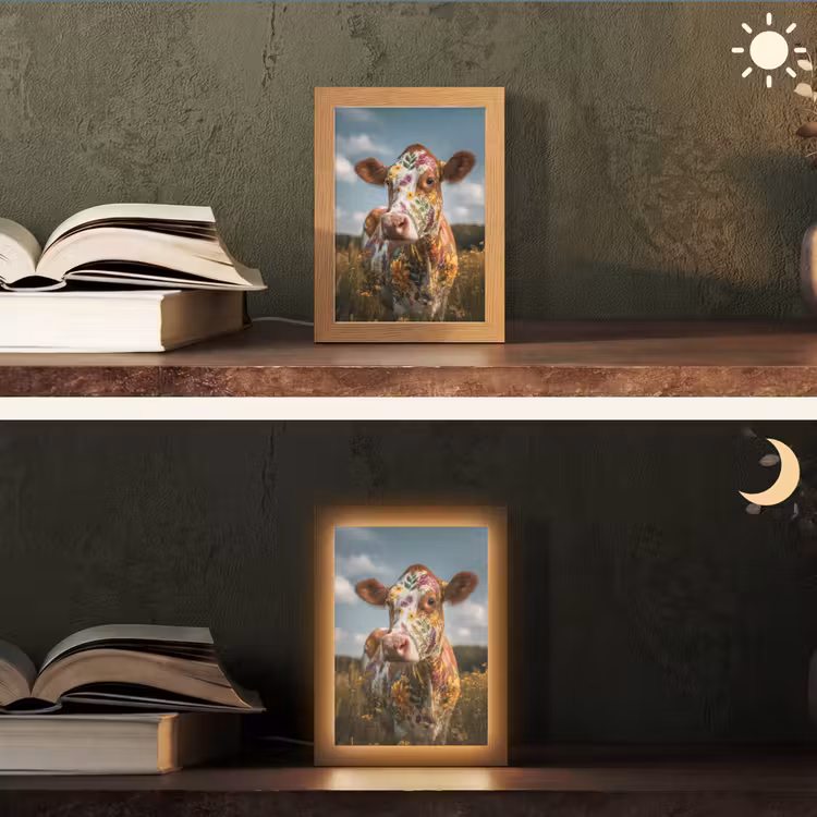 Lampe de table - Vache - Fleurs - Pré — 5