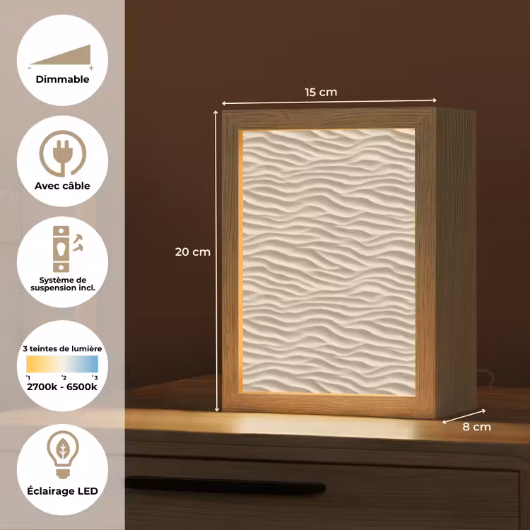 Lampe de table - Sable - Vagues - Beige — 6
