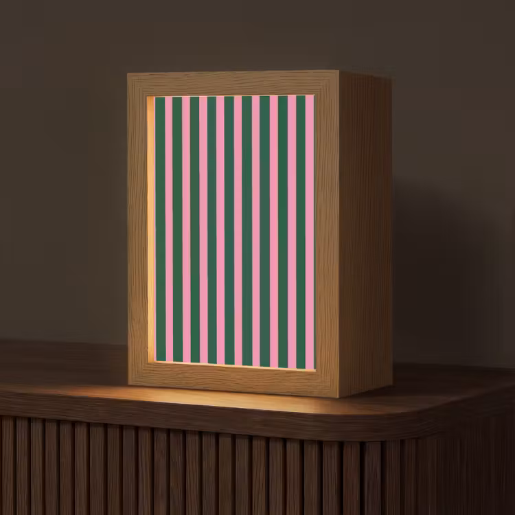 Lampe de table - Rayures verticales - Vert - Rose — 1