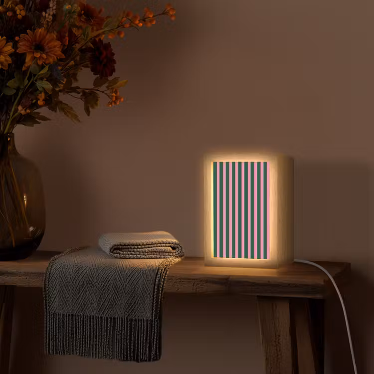 Lampe de table - Rayures verticales - Vert - Rose — 3