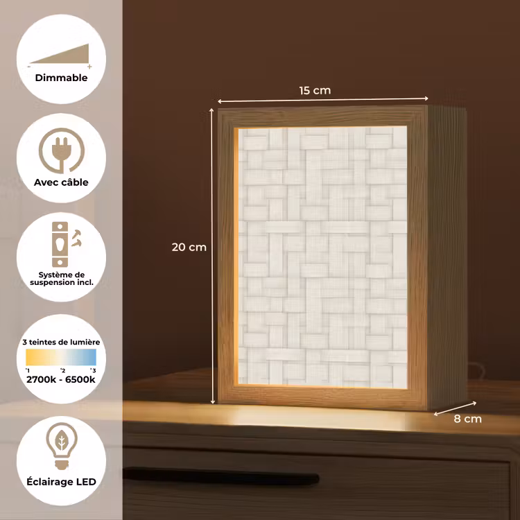 Lampe de table - Vannerie - Rayures - Beige — 6