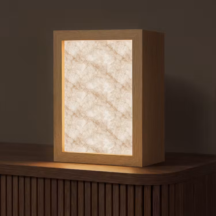 Lampe de table - Structure en cristal - Marron - Marbre — 1