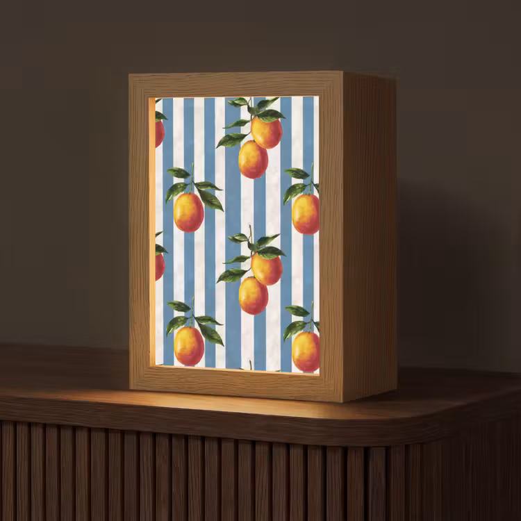 Lampe de table - Rayures - Citron - Bleu — 1