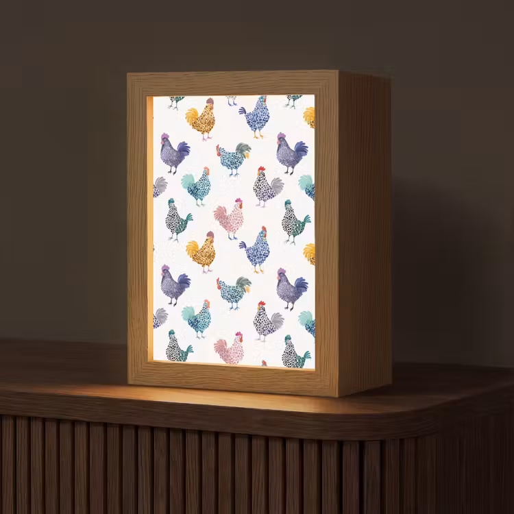 Lampe de table - Poulets - Aquarelle - Coloré — 1