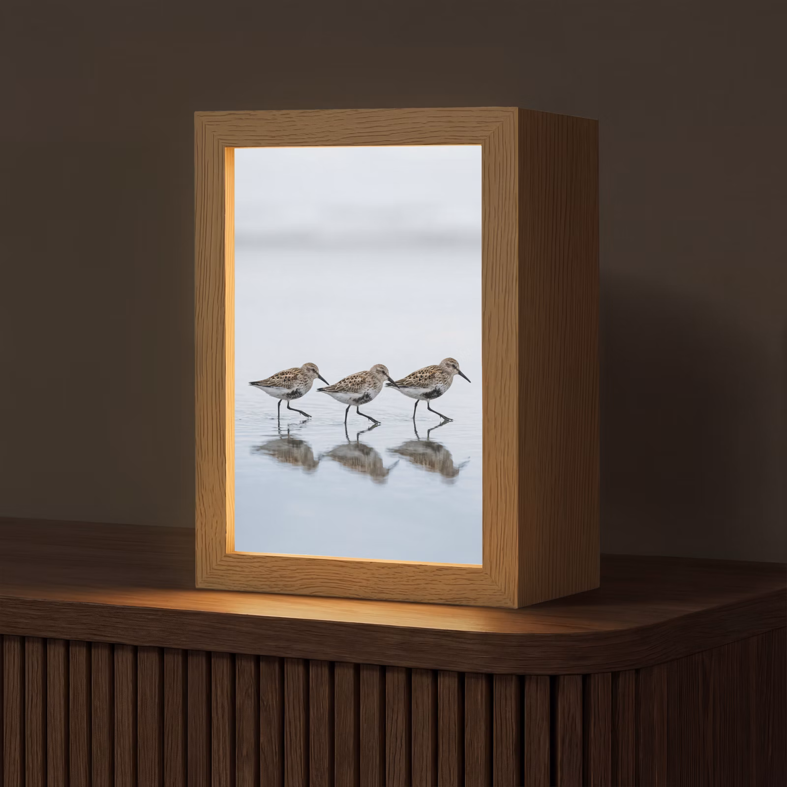 Lampe de table - Oiseaux - Eau - Gris — 1