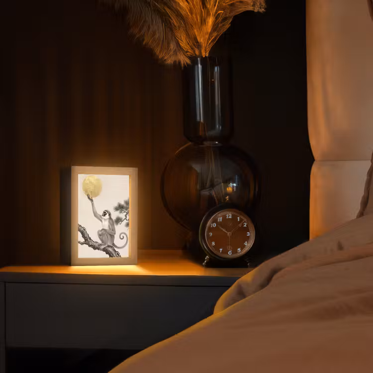 Lampe de table - Singe - Lune - Or — 2