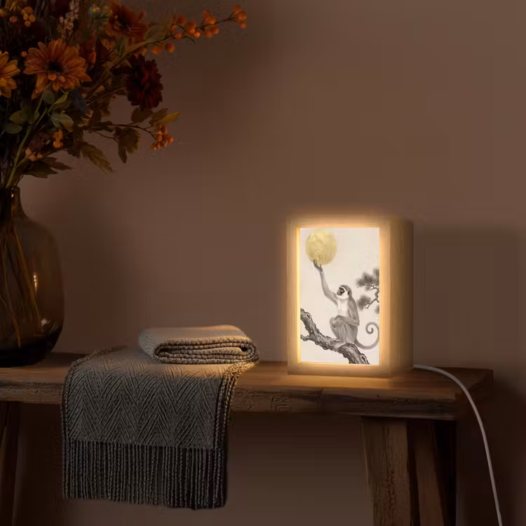 Lampe de table - Singe - Lune - Or — 3