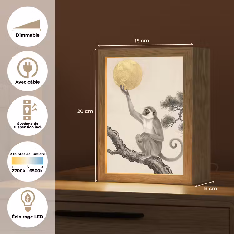 Lampe de table - Singe - Lune - Or — 6
