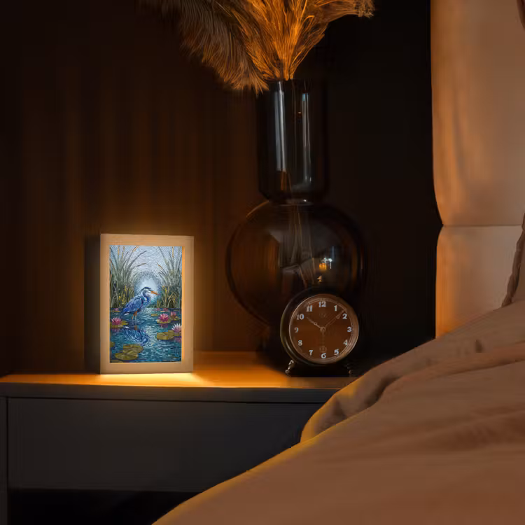 Lampe de table - Oiseau - Eau - Nature - Abstrait - Bleu — 2