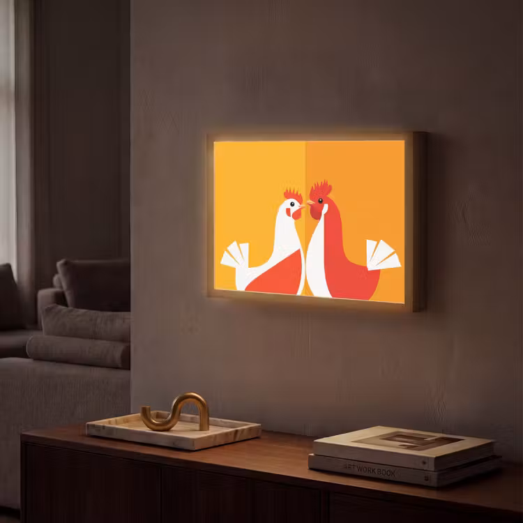 Lightbox - applique-murale - Poulets - Orange - Plaines — 2