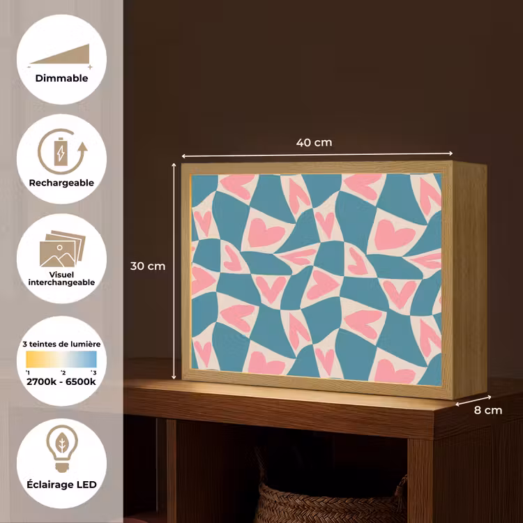 Lightbox - applique-murale - Bleu - Patchs - Coeurs — 9