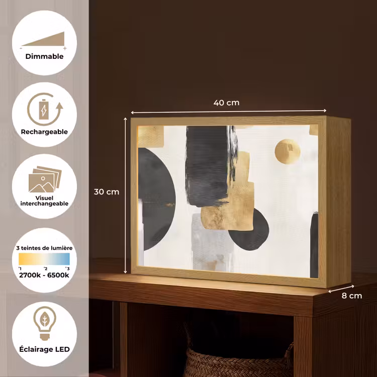 Lightbox - applique-murale - Or - Rectangles - Cercles - Abstrait — 9