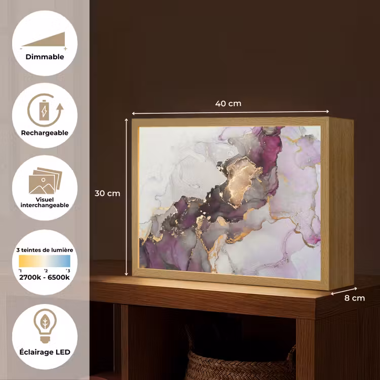 Lightbox - applique-murale - Marbre - Abstrait - Or - Violet — 9