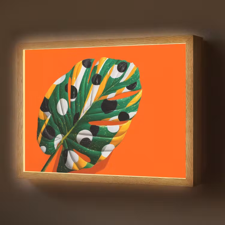 Lightbox - applique-murale - Feuille - Orange - Points - Coloré — 1