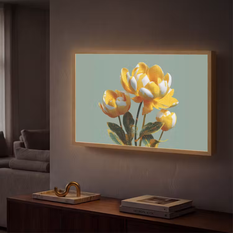 Lightbox - applique-murale - Fleurs - Jaune - Feuilles - Structure — 2