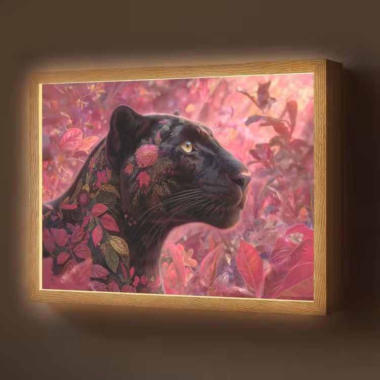 Lightbox - applique-murale - Léopard - Fleurs - Rose — 1