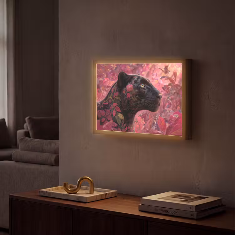 Lightbox - applique-murale - Léopard - Fleurs - Rose — 2