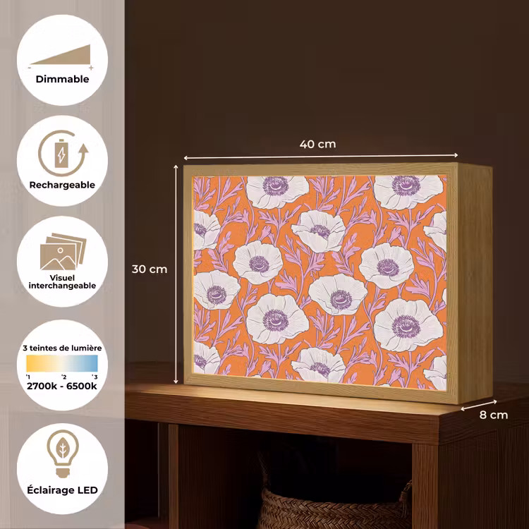 Lightbox - applique-murale - Fleurs - Graphique - Orange — 9