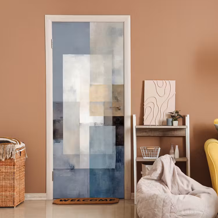 Le sticker de porte - Rectangles - Abstrait - Bleu — 2
