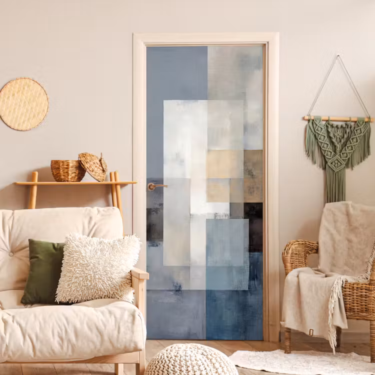 Le sticker de porte - Rectangles - Abstrait - Bleu — 3