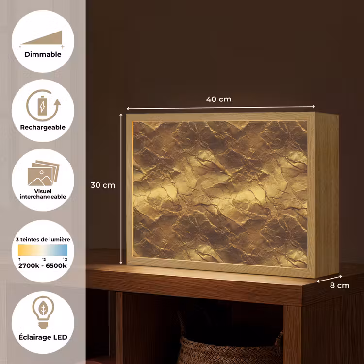Lightbox - Applique-Murale - Feuille d'or - Texture - Or — 9