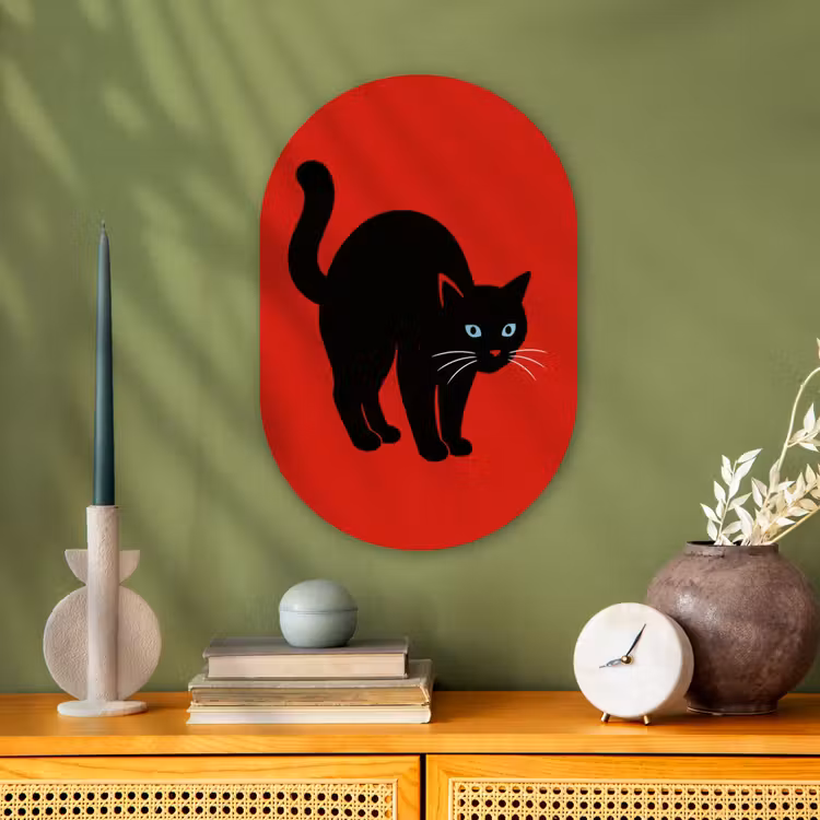 Murale ovale - Forex - Chat - Noir - Queue — 1