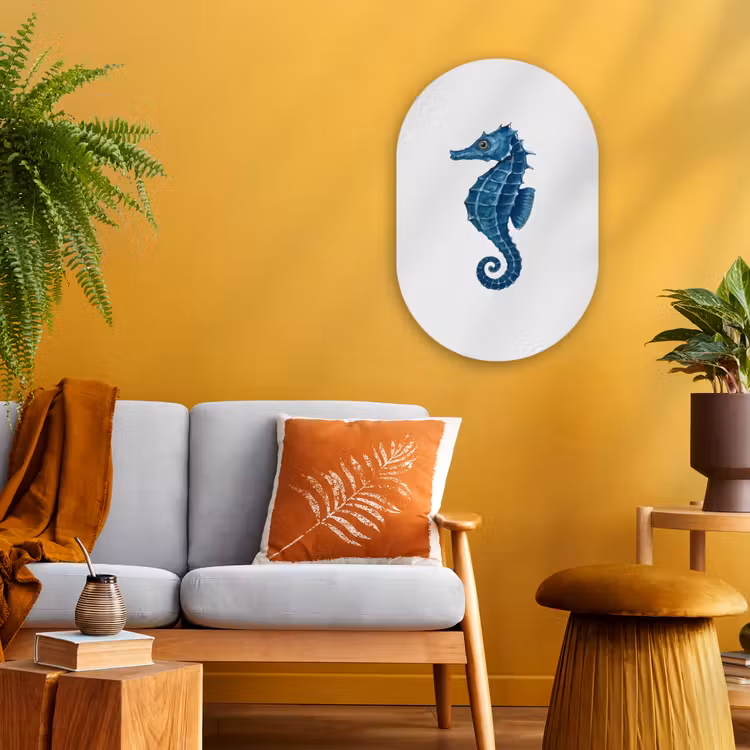 Murale ovale - Forex - Hippocampe - Queue - Bleu — 1
