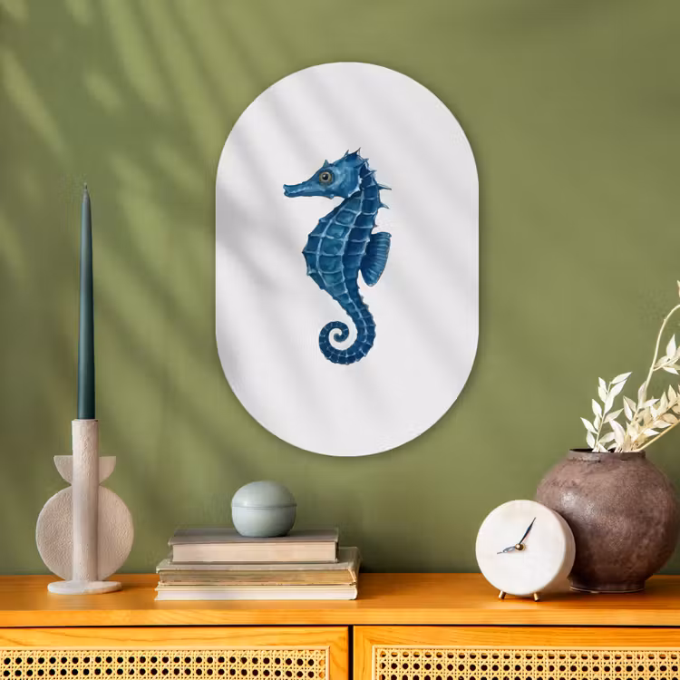 Murale ovale - Forex - Hippocampe - Queue - Bleu — 2
