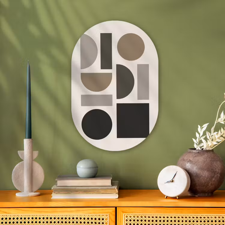 Murale ovale - Forex - Tons naturels - Graphique - Composition verticale — 2