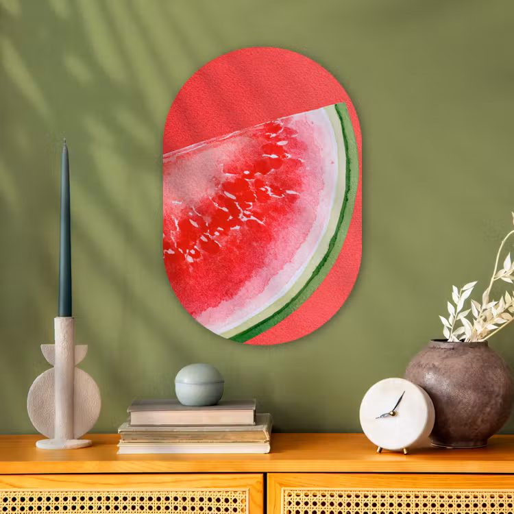 Murale ovale - Forex - Pastèque - Rouge - Été — 2