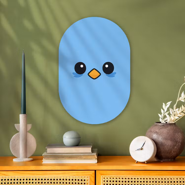 Murale ovale - Forex - Oiseau - Bleu - Simple — 2