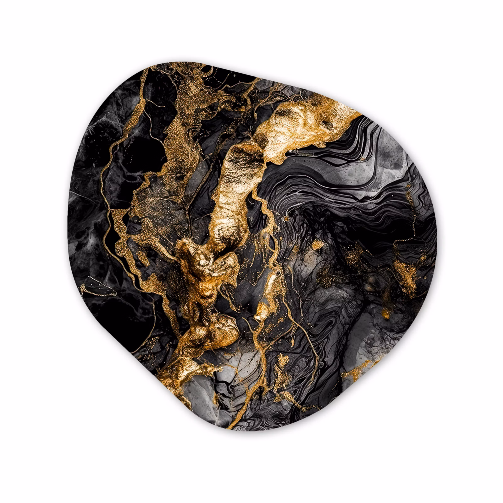 Forme organique - Forex - Marbre - Noir - Or - Abstrait — 1